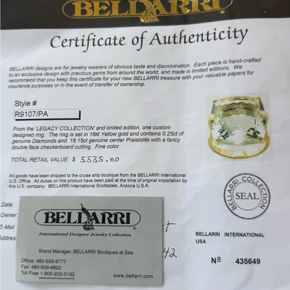 Bellarri NWT Legacy Collection.Limited Edition. Custom Design.18k /Diamond - Picture 12 of 16